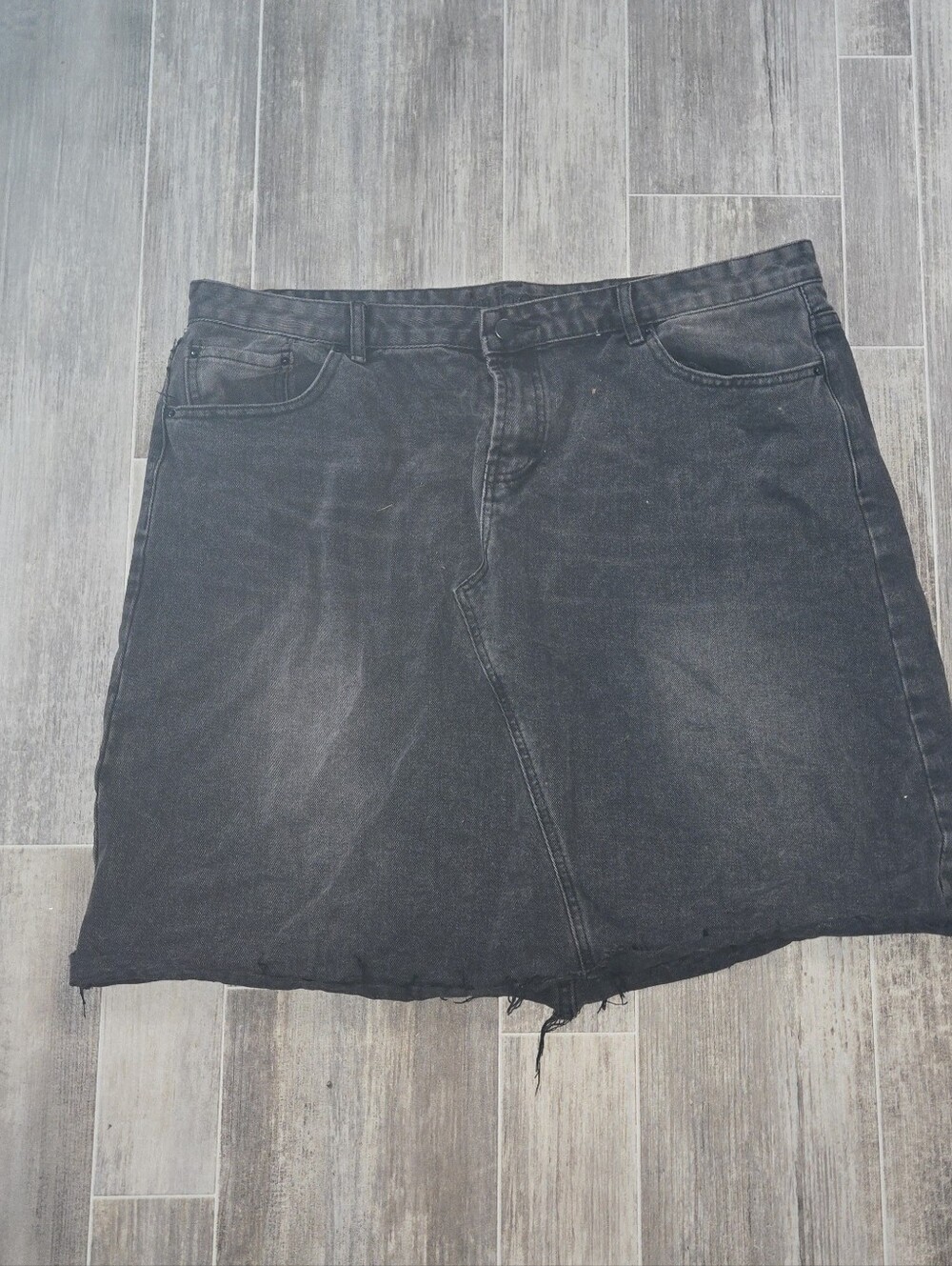 Inherit Womens Gothic Punk Edgy Black Jean Skirt Size 20
